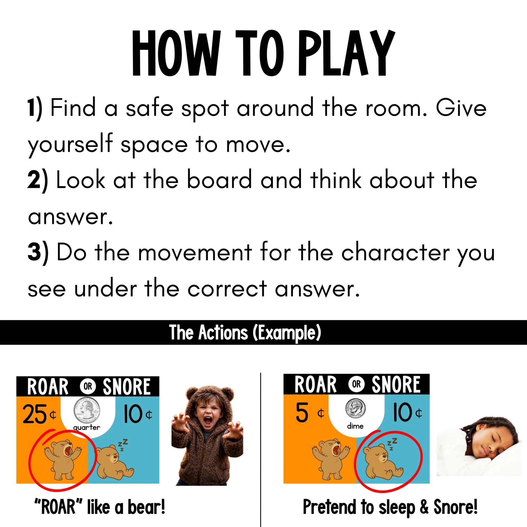 Math Movement Games Bundle - Money - Telling Time - Number Sense - Place Value Math Movement Games Bundle - Money - Telling Time - Number Sense - Place Value