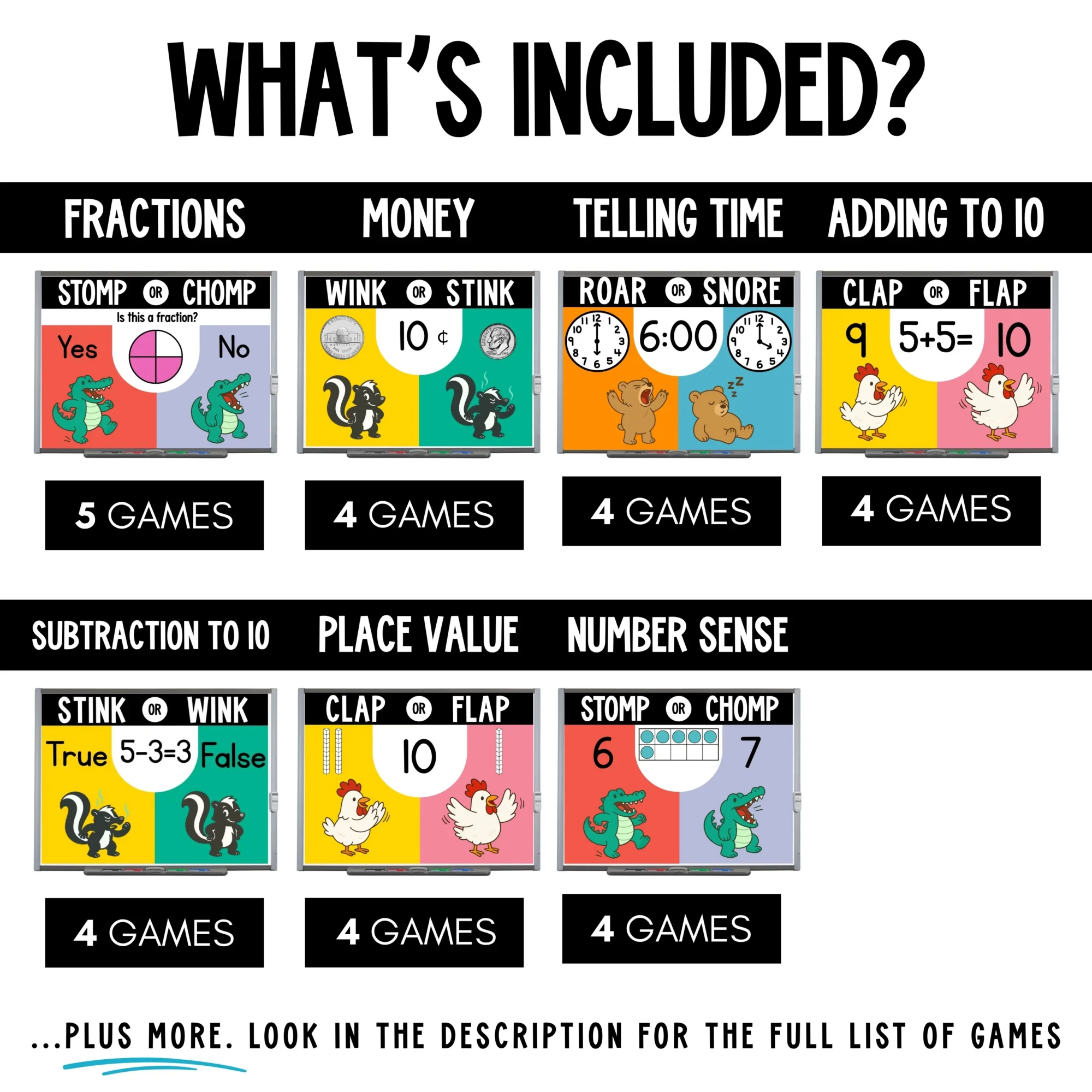 Math Movement Games Bundle - Money - Telling Time - Number Sense - Place Value Math Movement Games Bundle - Money - Telling Time - Number Sense - Place Value