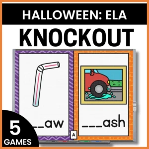 No Prep Halloween ELA Games - Syllables - Vowel Teams - Trigraphs - Knockout