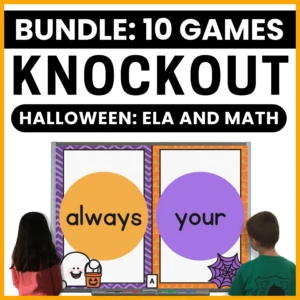 Halloween Math Games ELA Games for 2nd & 3rd Grade - Knockout