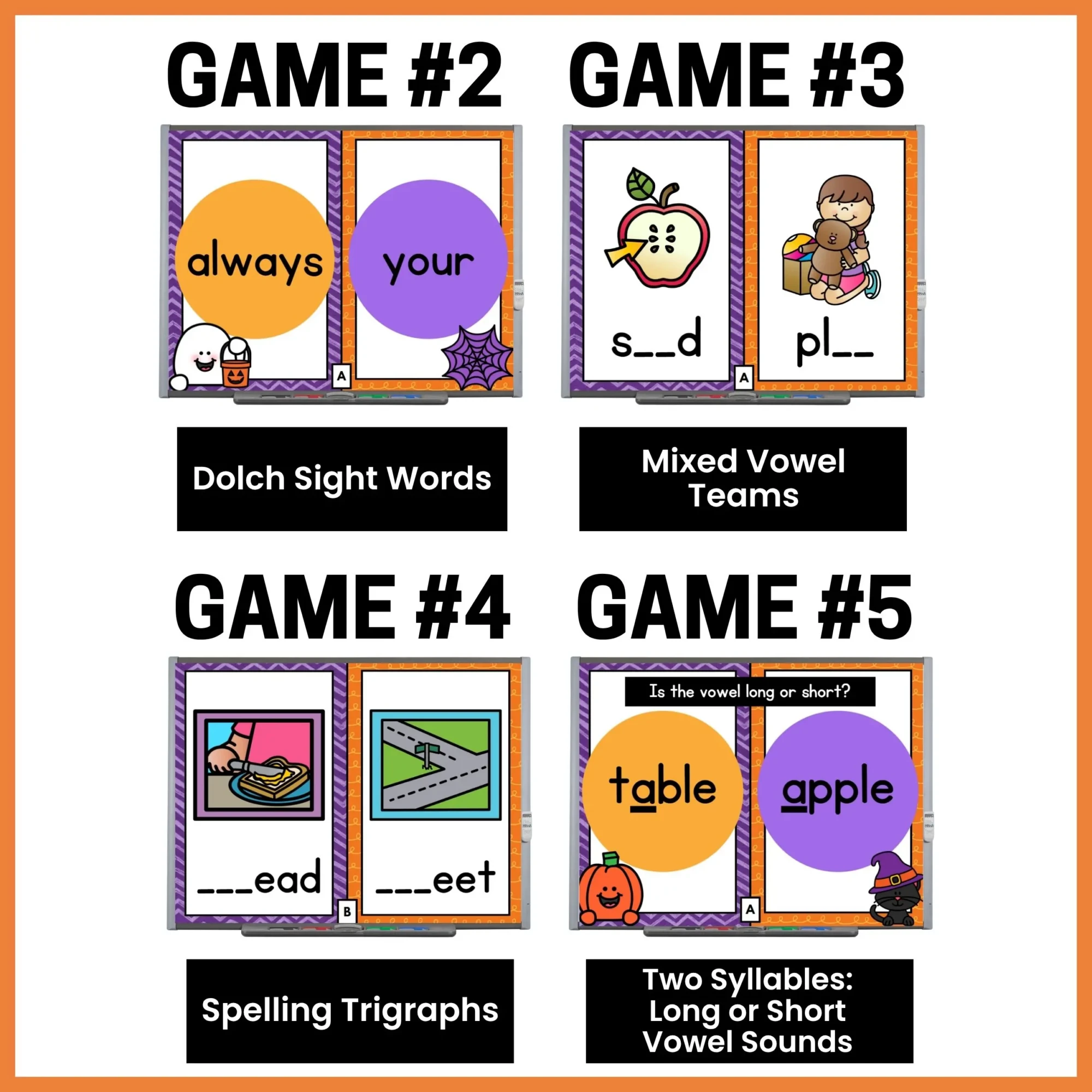 No Prep Halloween ELA Games - Syllables - Vowel Teams - Trigraphs - Knockout No Prep Halloween ELA Games - Syllables - Vowel Teams - Trigraphs - Knockout
